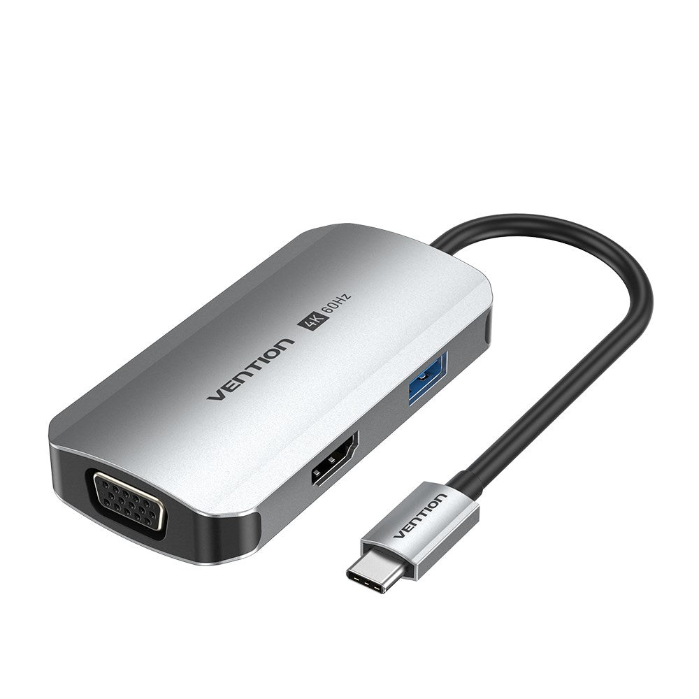 USB-C al tipo gris de la aleación de aluminio de la estación de acoplamiento de HDMI/VGA/USB 3.0/PD los 0.15M 