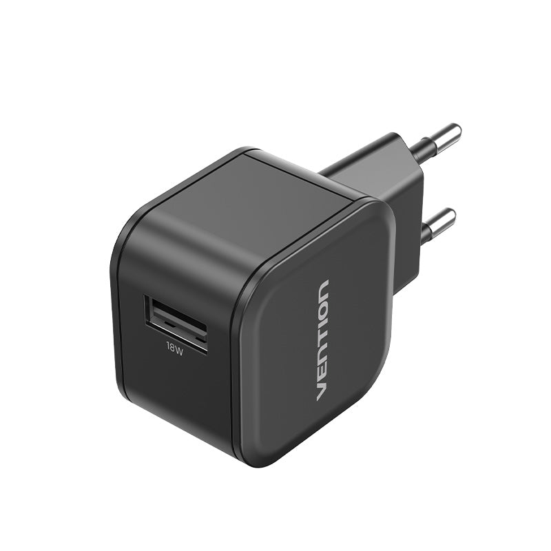 1-Port USB Wall Charger (18W) EU-Plug Black