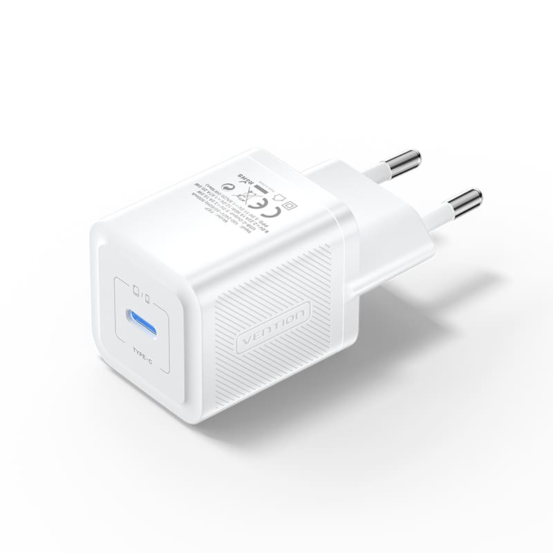 Cargador GaN USB-C de 1 puerto (20 W) Enchufe UE Negro/Blanco/Azul/Rosa 