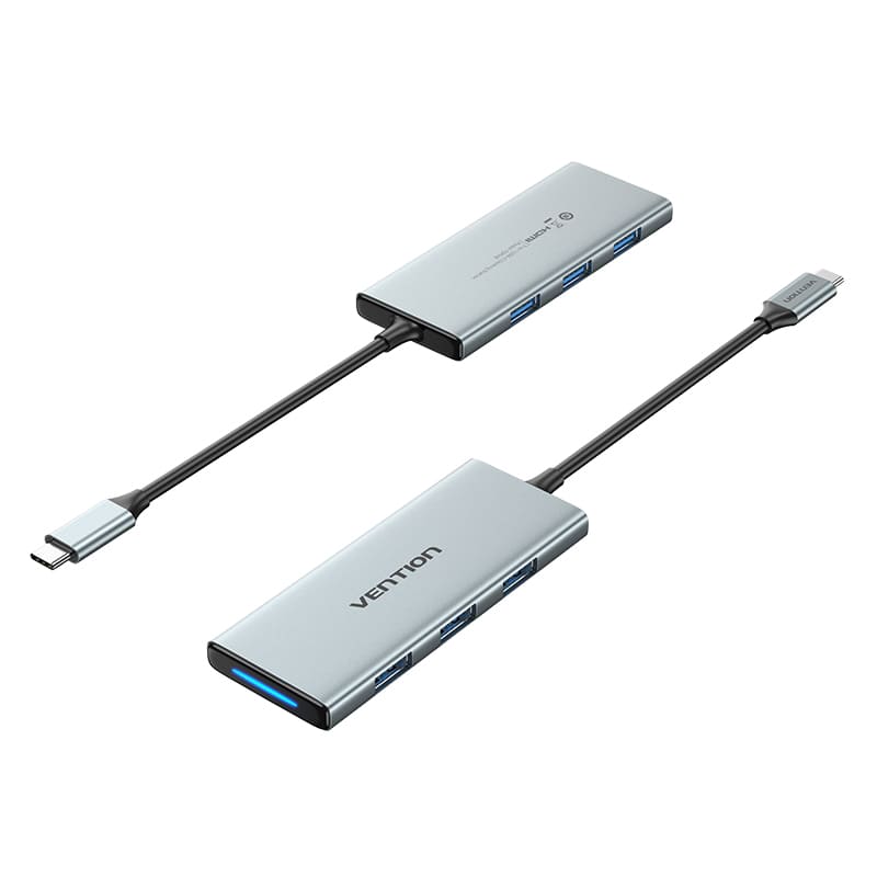 USB-C al tipo gris de la aleación de aluminio de la estación de acoplamiento de HDMI/USB 3.0x3/SD/TF/PD los 0.15M 