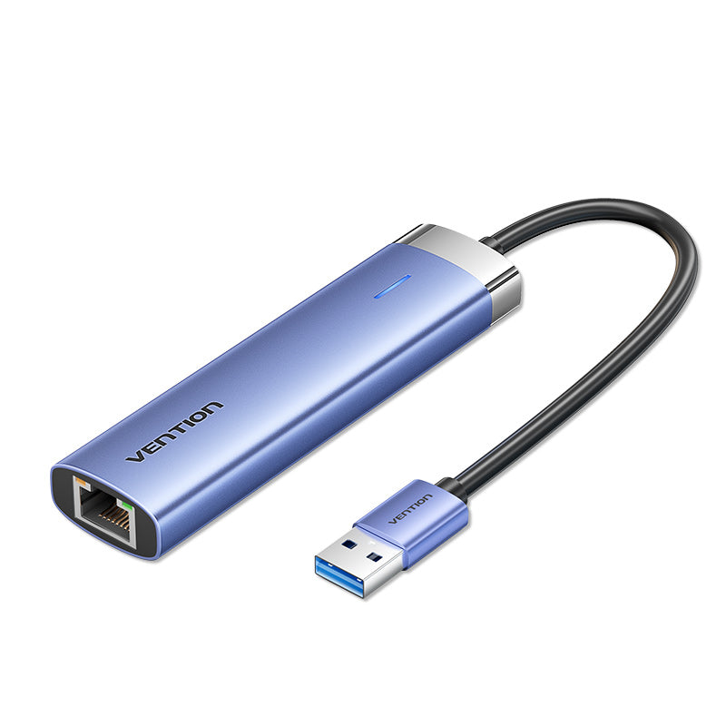 USB 3.0 to USB 3.0 x 3/RJ45/USB-C Hub 0.15M Blue Aluminum Alloy Type