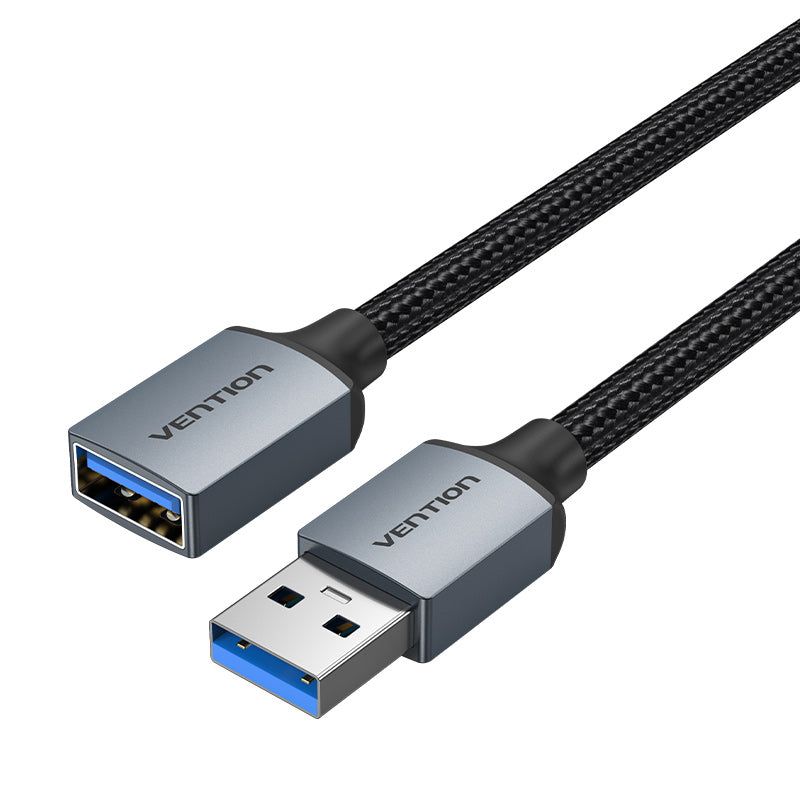 Cotton Braided USB 3.0 Type A Male to Female Extension Cable 1/2/3M Gray Aluminum Alloy Type