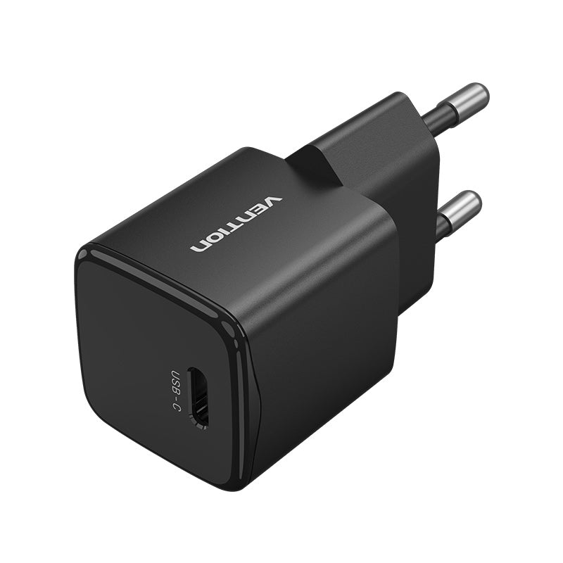 Cargador de pared USB-C de 1 puerto (20 W) Enchufe UE/EE. UU. Blanco/Negro