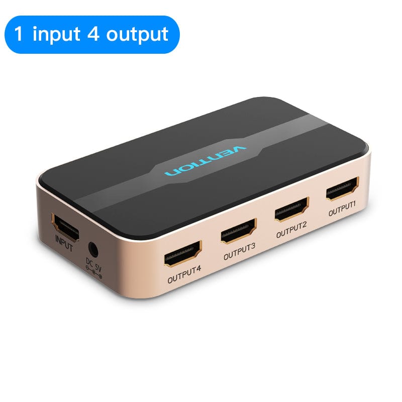 VENTION 速卖通 1 in 4 out HDMI Splitter 1 In 4 Out HD 4K/30Hz HDMI 1.4 1x2 1x4 Adapter With Power Supply