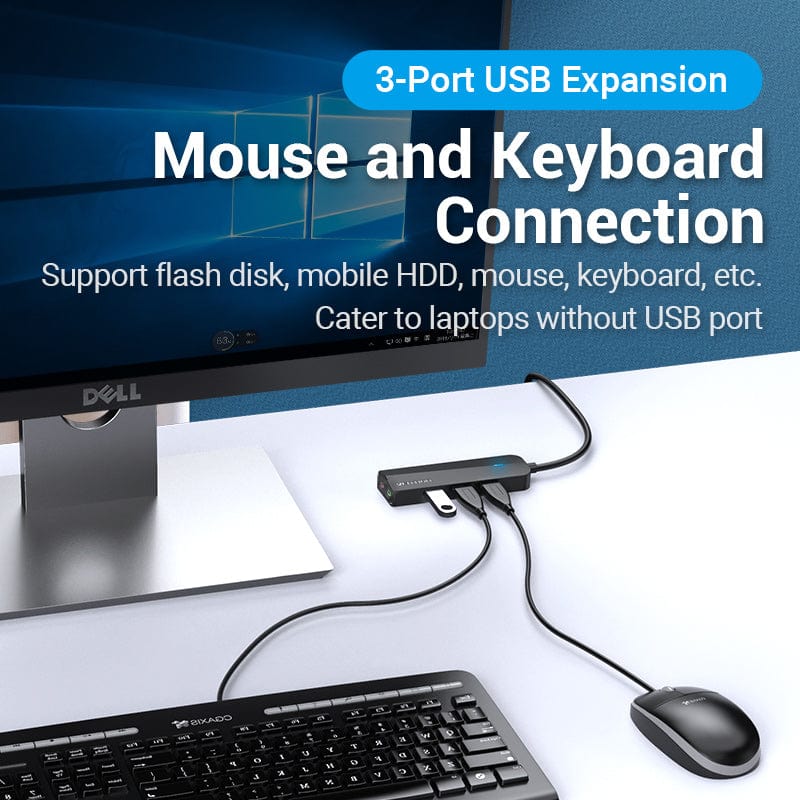 VENTION 速卖通 USB 3.0 HUB-0.15M USB 3.0 Hub 3 Ports USB Sound Card 2 in 1 External Stereo Audio Adapter 3.5mm with Headphone Microphone USB Sound Card