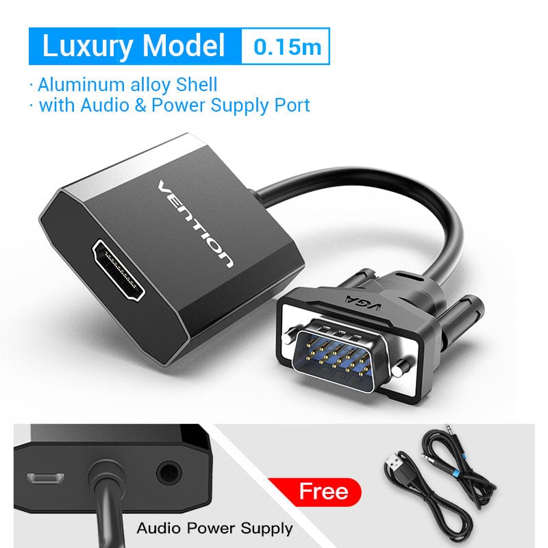 VENTION 速卖通 VGA to HDMI Adapter 1080P VGA Male to HDMI Female Converter Cable With Audio USB Power for PS4/3 HDTV VGA HDMI Converter