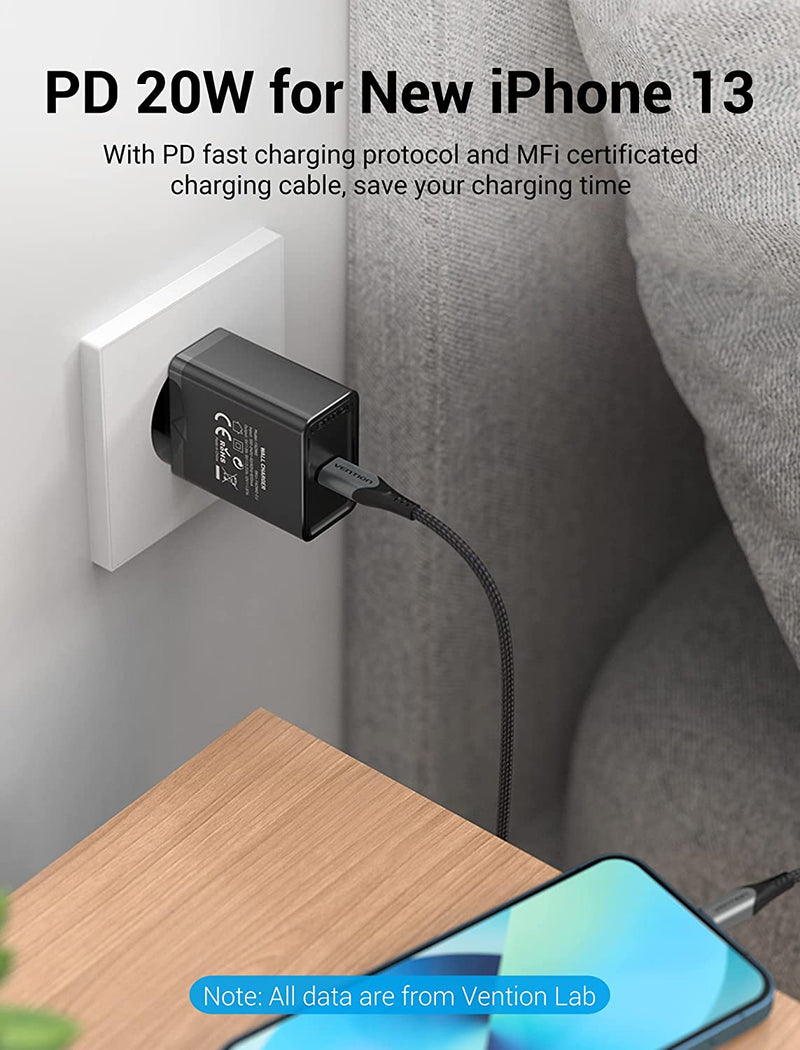 VENTION 1-port USB-C Wall Charger(20W) EU/JP-Plug Black