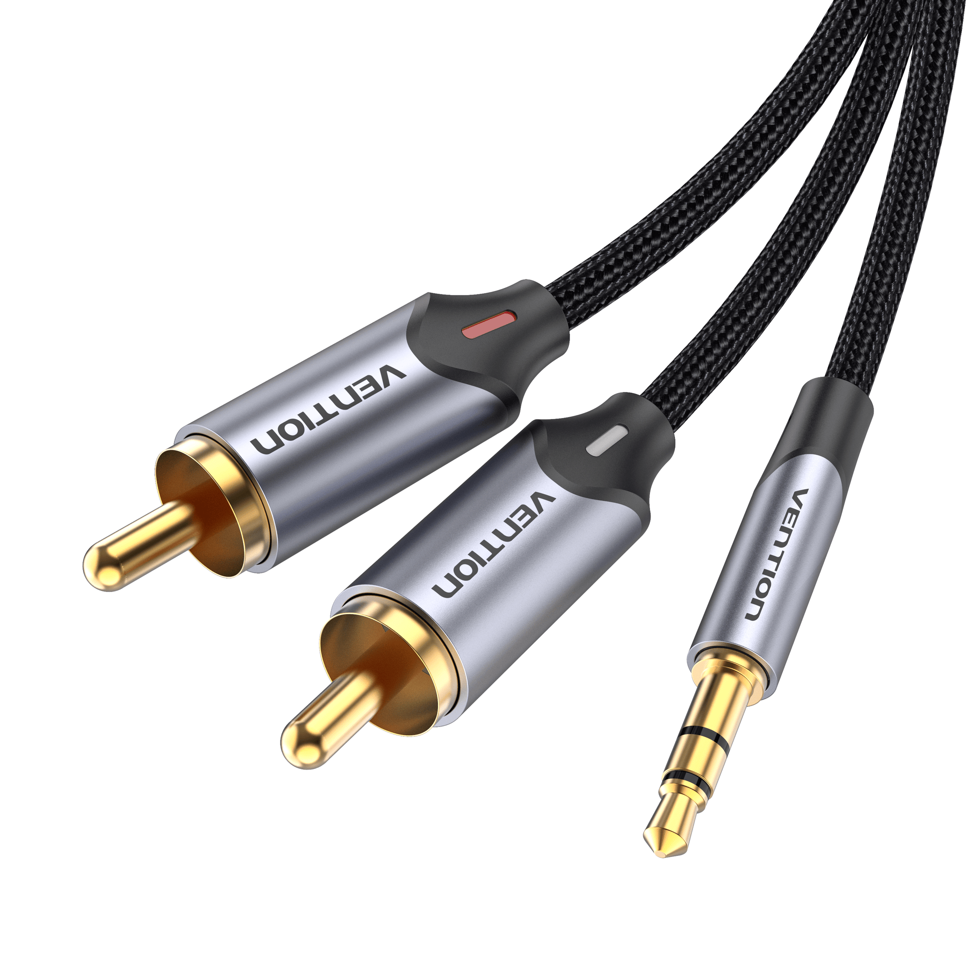 VENTION 3.5MM Male to 2-Male RCA Adapter Cable Aluminum Alloy Type