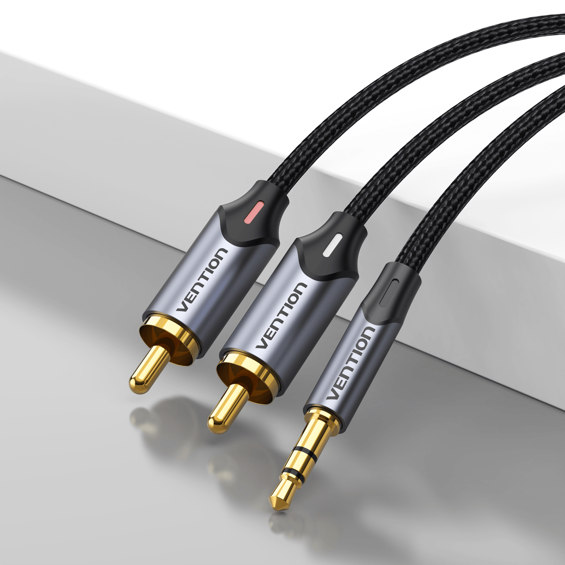 VENTION 3.5MM Male to 2-Male RCA Adapter Cable Aluminum Alloy Type