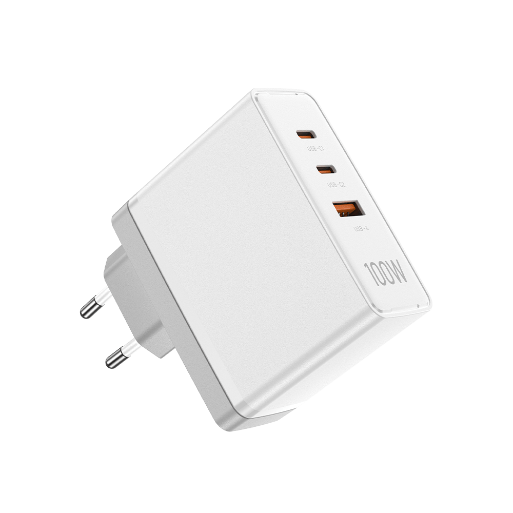 VENTION 3-Port USB (C+C+A) GaN Charger (100W/100W/30W) EU-Plug