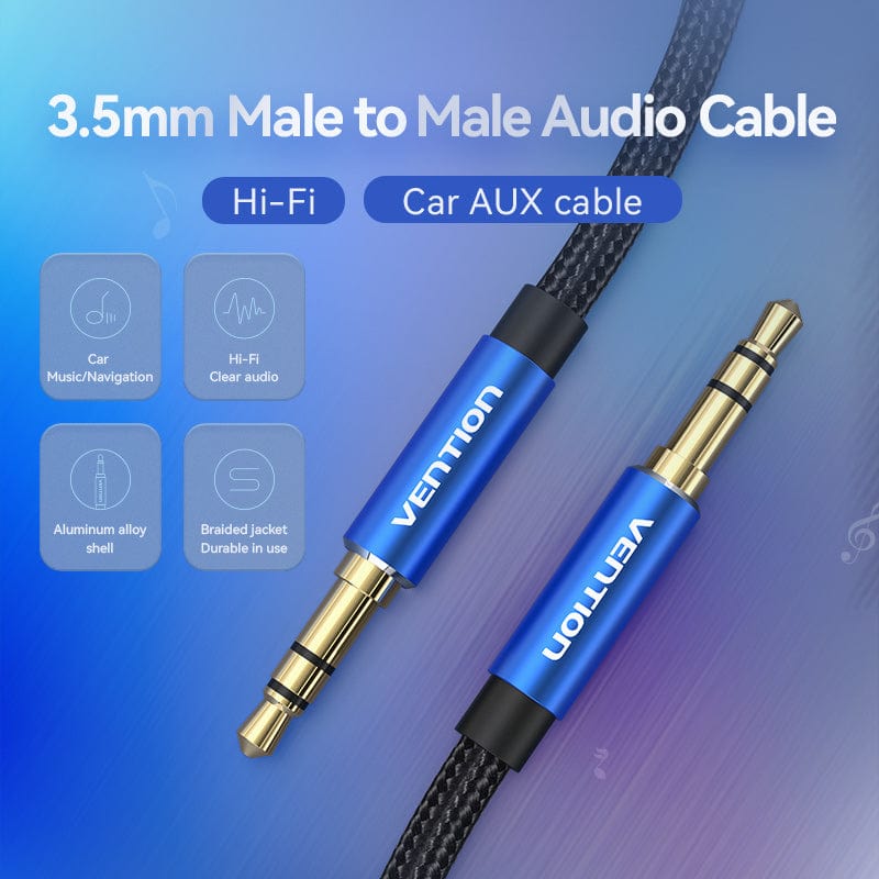 VENTION Cotton Braided 3.5mm Male to Male Audio Cable Aluminum Alloy Type