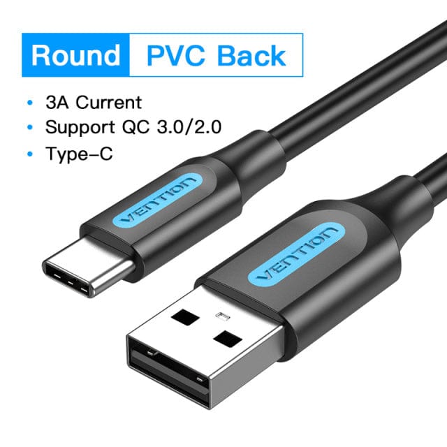 VENTION Cotton Braided USB 2.0 A Male to C Male 3A Cable Gray Aluminum Alloy Type