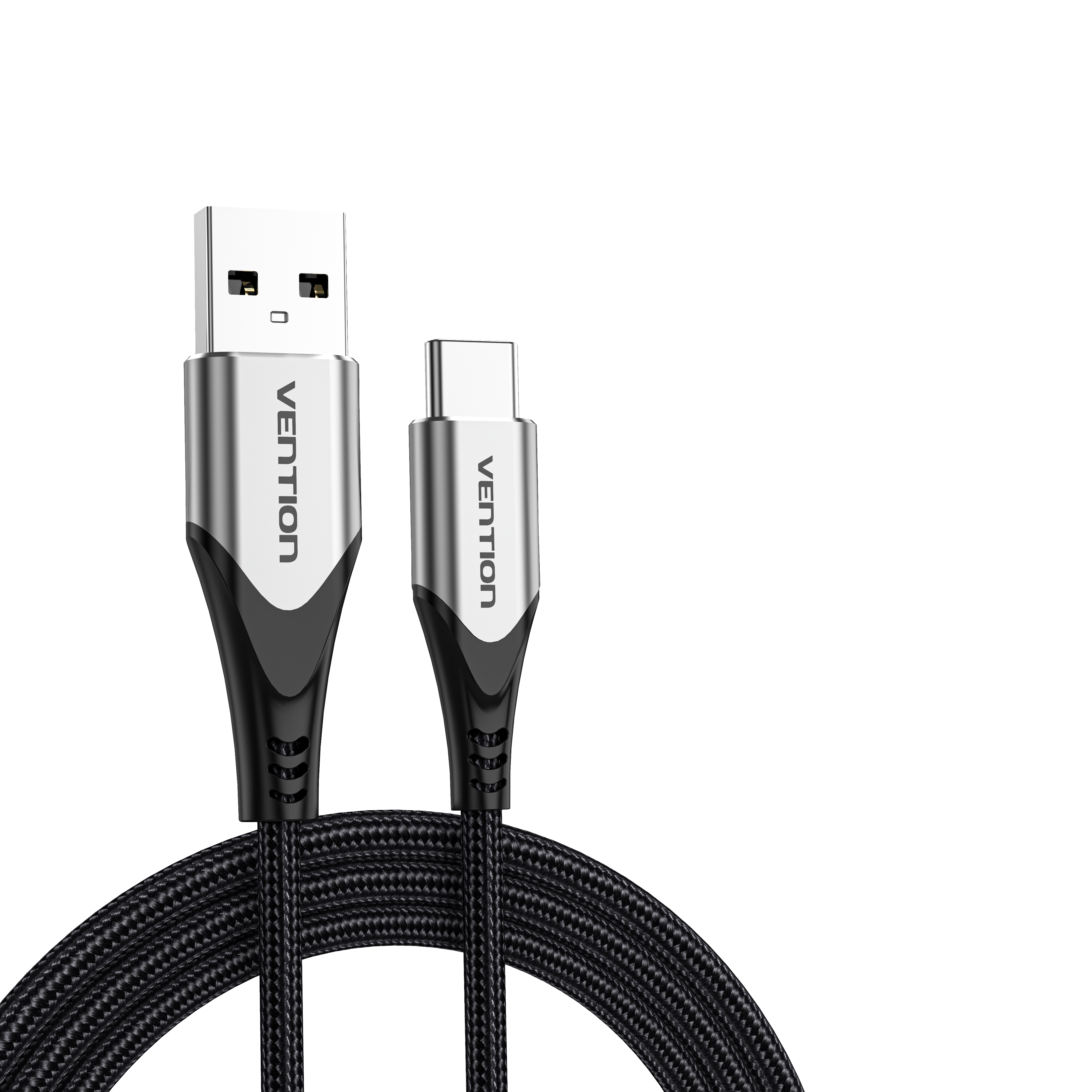 VENTION Cotton Braided USB 2.0 A Male to C Male 3A Cable Gray Aluminum Alloy Type