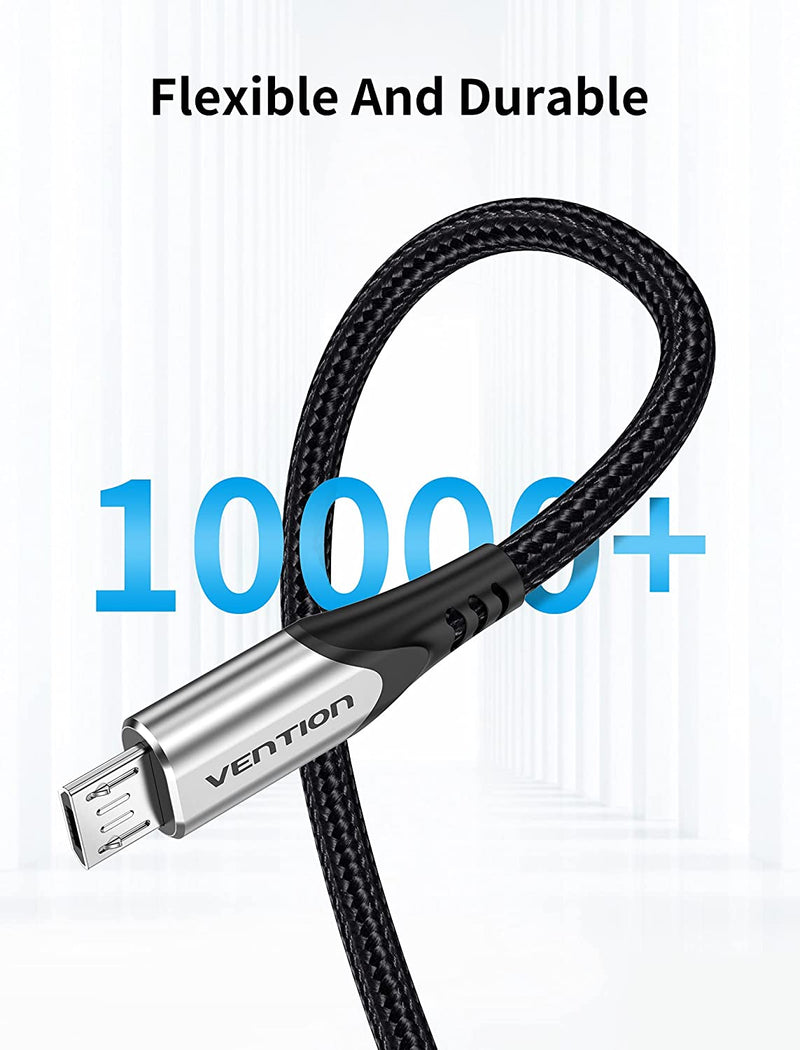 VENTION Cotton Braided USB 2.0 A Male to Micro-B Male 3A Cable Gray Aluminum Alloy Type