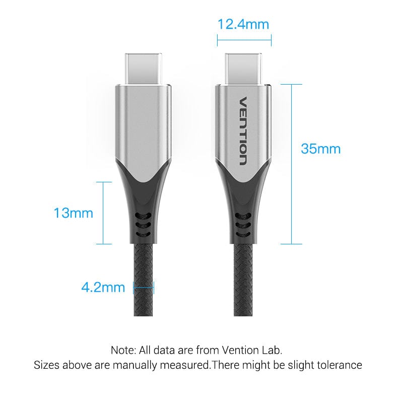 Vention Cotton Braided USB-C to USB-C 3.1 Cable 0.5/1/1.5M  Gray