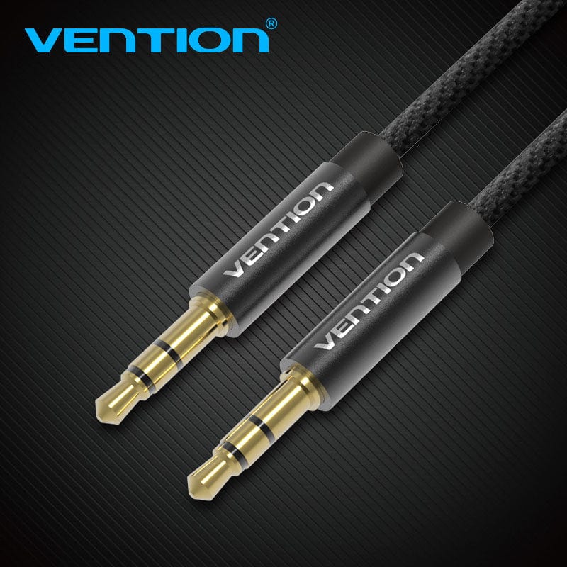 VENTION Fabric Braided 3.5mm Male to Male Audio Cable Black Metal Type