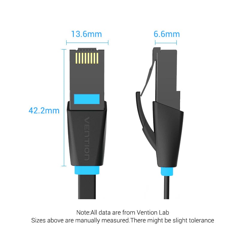 Vention Flat Cat.6 UTP Patch Cable 30M/35M/40M/45M/50M Black