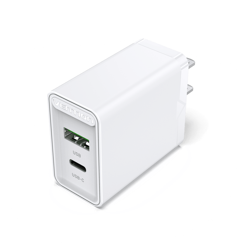 VENTION Two-Port  USB(A+C) Wall Charger (18W/20W) US-Plug White/Black