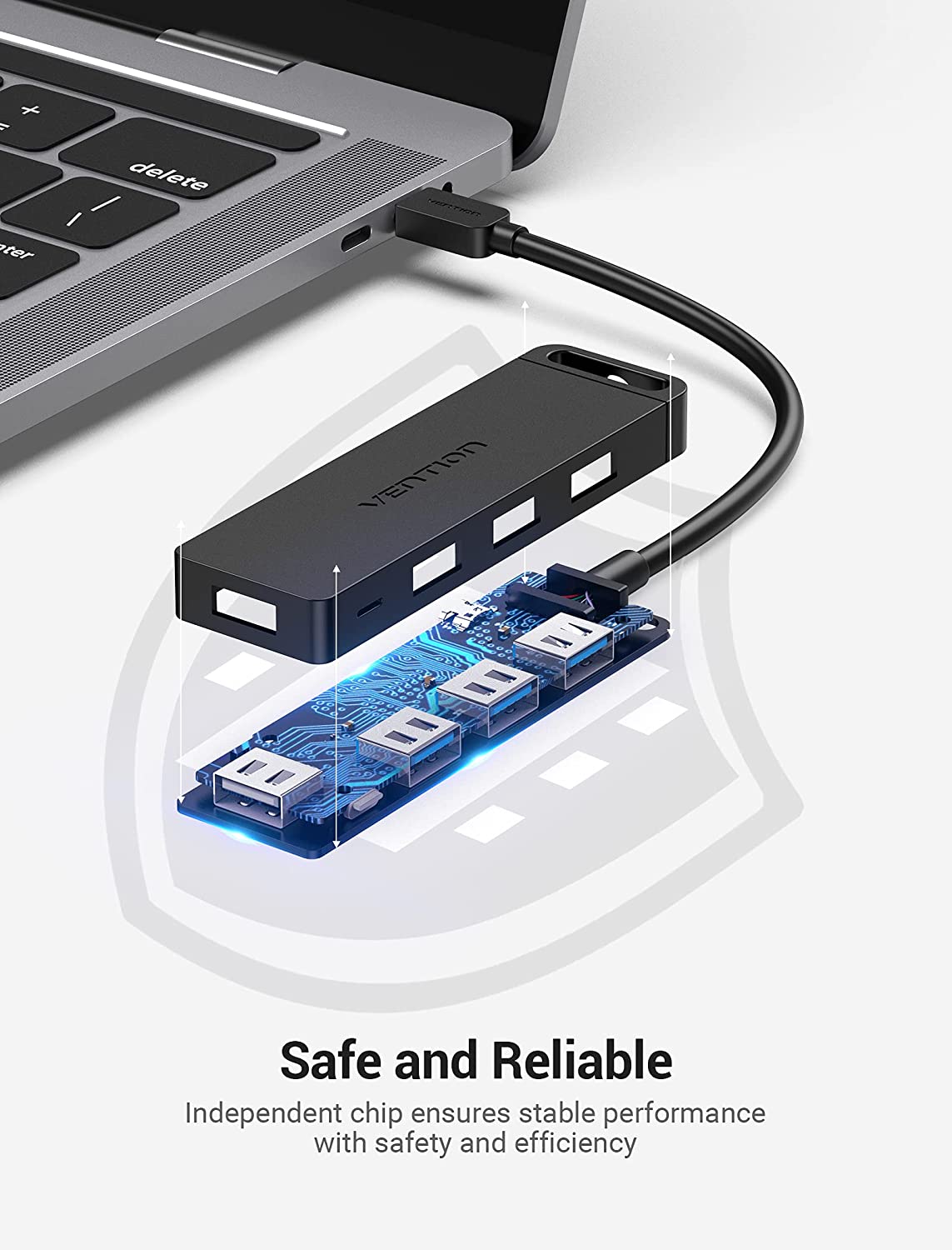 VENTION Type-C to 4-Port USB 3.0 Hub with Power Supply