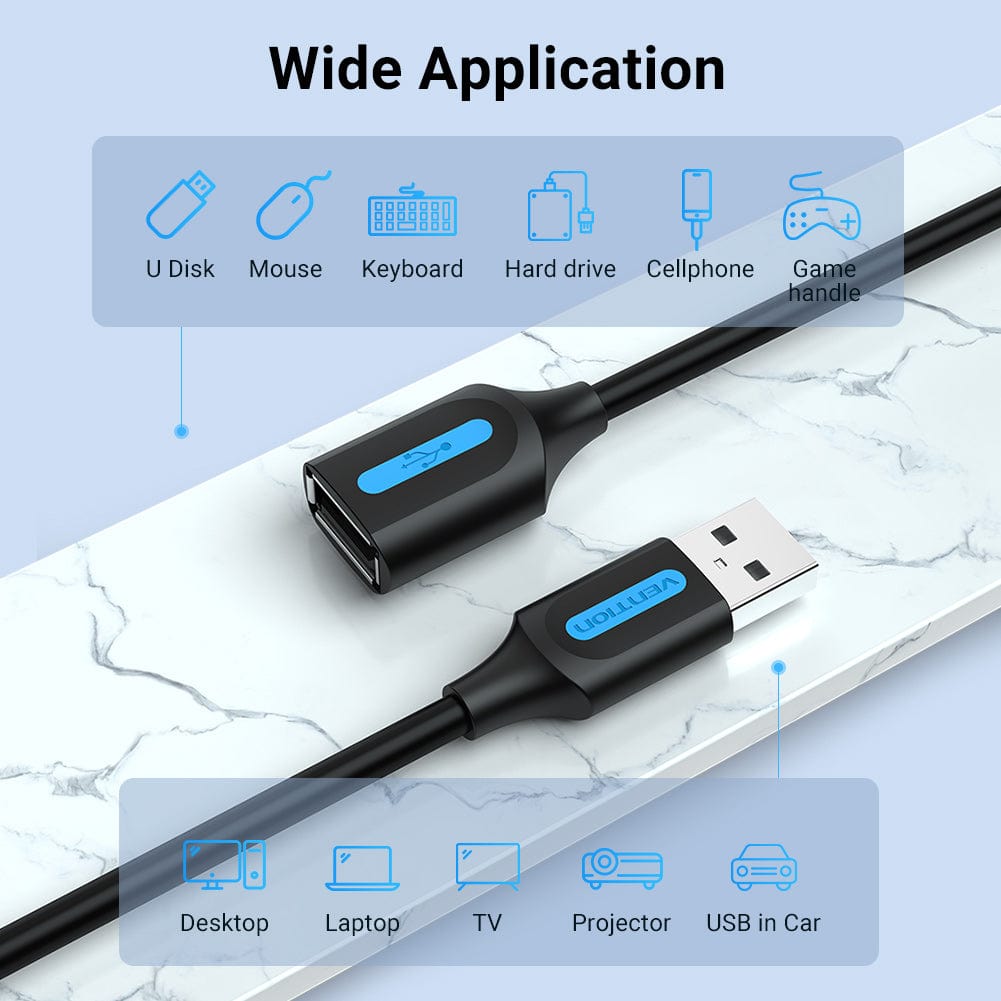 VENTION USB 2.0 A Male to A Female Extension Cable PVC Type