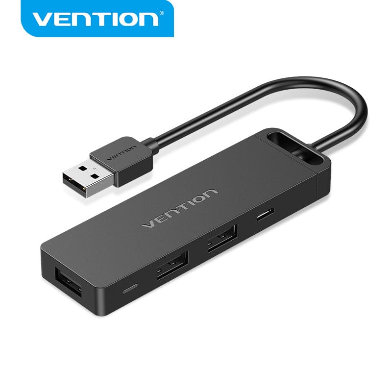 Vention USB 2.0 to USB 2.0*3/TF/SD/Micro-B HUB 0.15M Black ABS Type