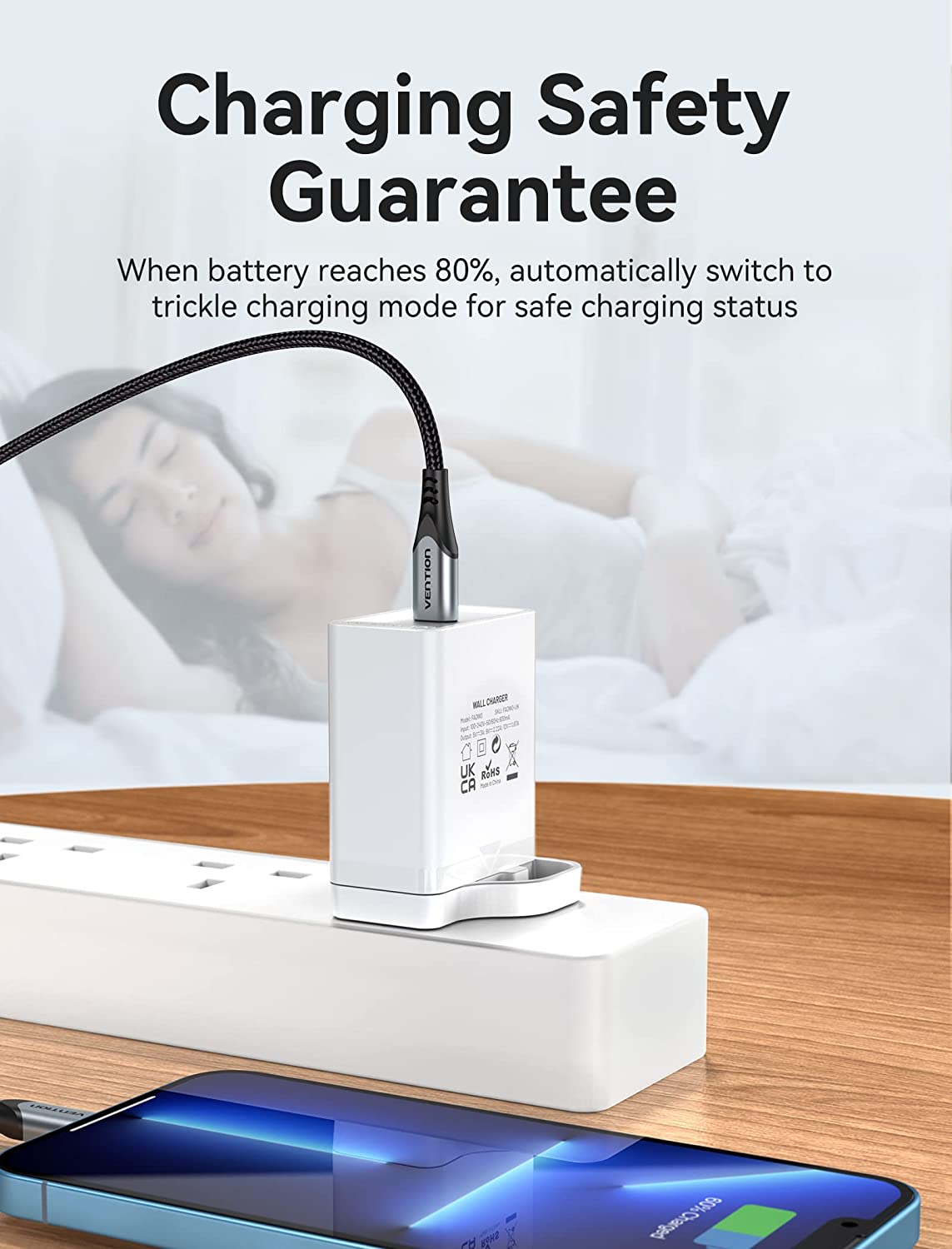 VENTION USB A+C Two-Port  USB(A+C) Wall Charger (18W/20W) UK-Plug White