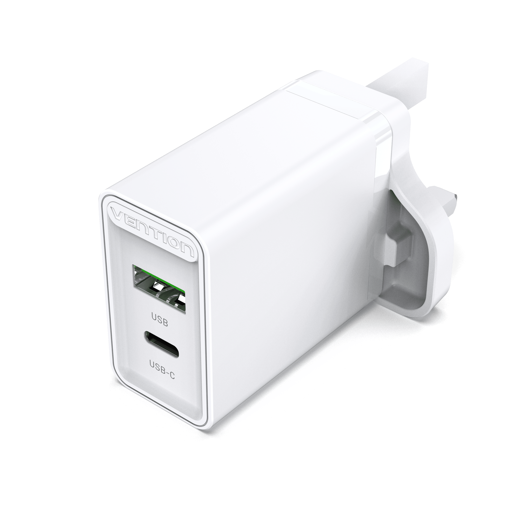 VENTION USB A+C Two-Port  USB(A+C) Wall Charger (18W/20W) UK-Plug White