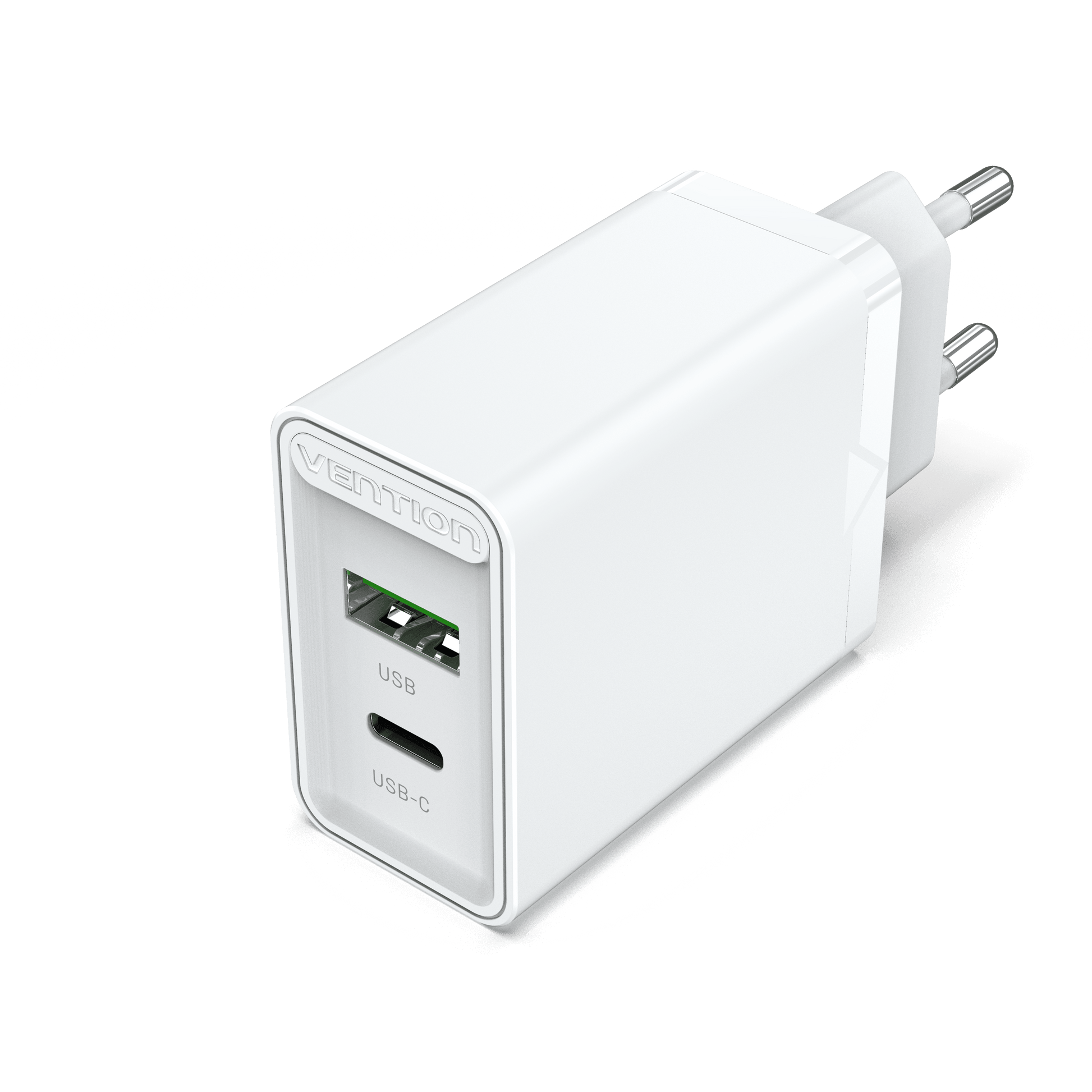 VENTION USB A + USB C / White Two-Port  USB(A+C) Wall Charger (18W/20W) EU-Plug White